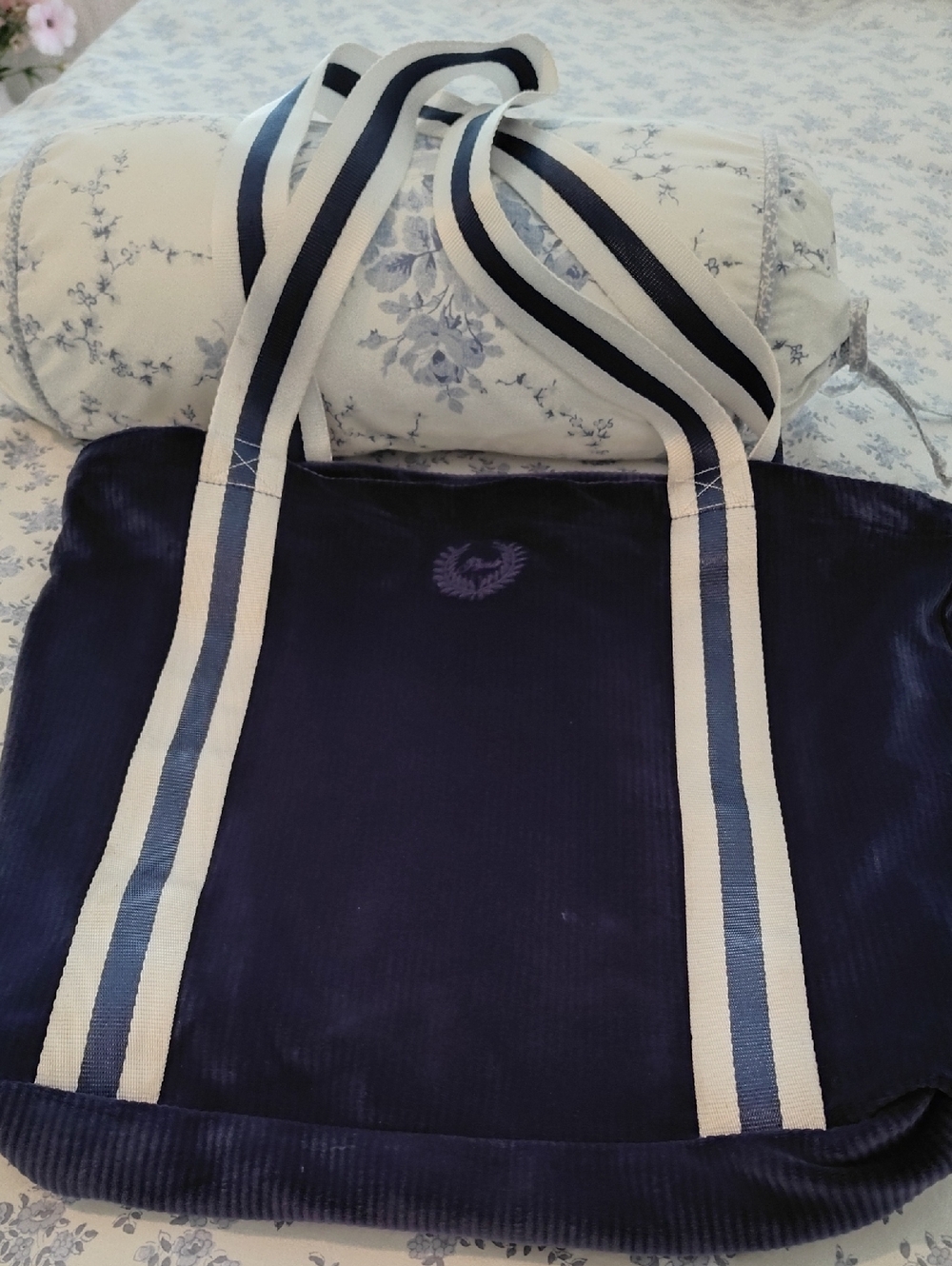 Victoria's Secret Pink Navy Velvet Tote Bag